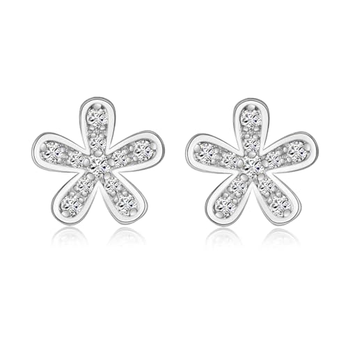 Pendientes de flor de plata S925 ideales para el colegio y oficina