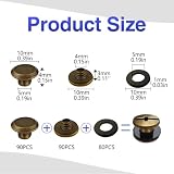 SHSMPXOY Chicago zestaw 90 wkrętów do książek, stal nierdzewna, M5 x 4 mm, śruby do introligatora, nitów do skóry, toreb, książek, obroży, plecaków, smyczy dla psów (brąz)