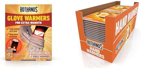 Bundle of HotHands Glove Warmers with Pockets to Hold Warmers in Place + HotHands Hand Warmers - Up to 10 Hours of Heat - 40 Pai