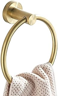 BigBig Home Gold Towel Ring, Bathroom Hand Towel Holder, Brushed Brass Bath Towel Hanger Wall Mount SUS 304 Stainless Steel