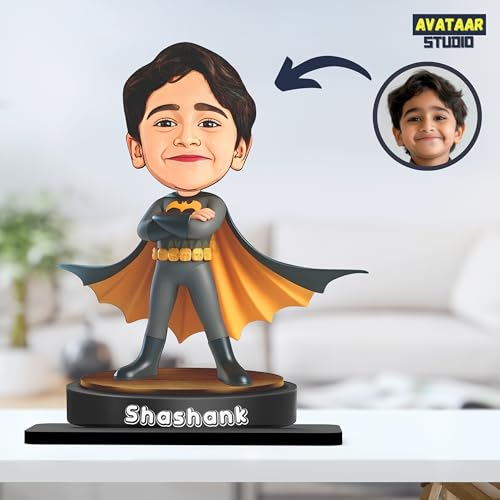 Image of Personalized Gift for Kids, Friends Character Caricature Photo Frame Unique Design Customized Gift for Children, Return Gift Idea (BATMAN, 7 INCHES)