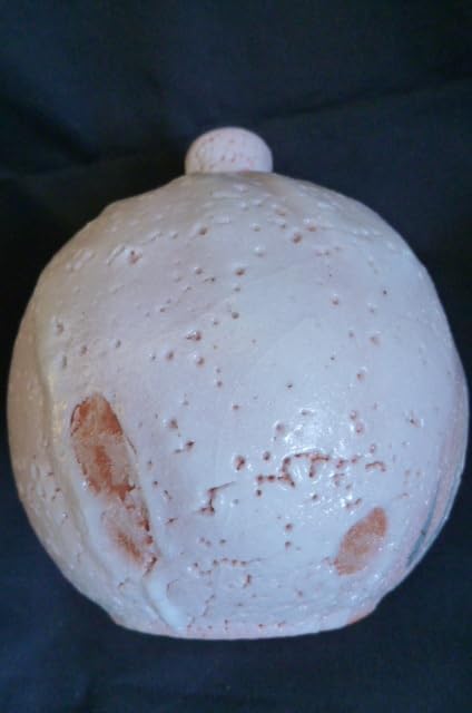 鈴木量 1981年作 縄文灰釉流掛壺 花入 茶道具 益子焼 0905 鈴木量 1981