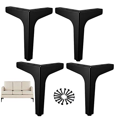 Preisvergleich Produktbild Schwarze Möbelfüße, DIY Metall Möbelbeine, 4 austauschbare Möbelfüße, geeignet für Schrankfüße, Sofafüße, Couchtischfüße, TV-Schrankfüße und andere Möbel (15 cm)