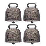 Abaodam 4個属製防落下牛鈴 な鉄素材 適なで持ち運び便利 牧場用放牧動物の位置確認に 牛 馬 羊対応