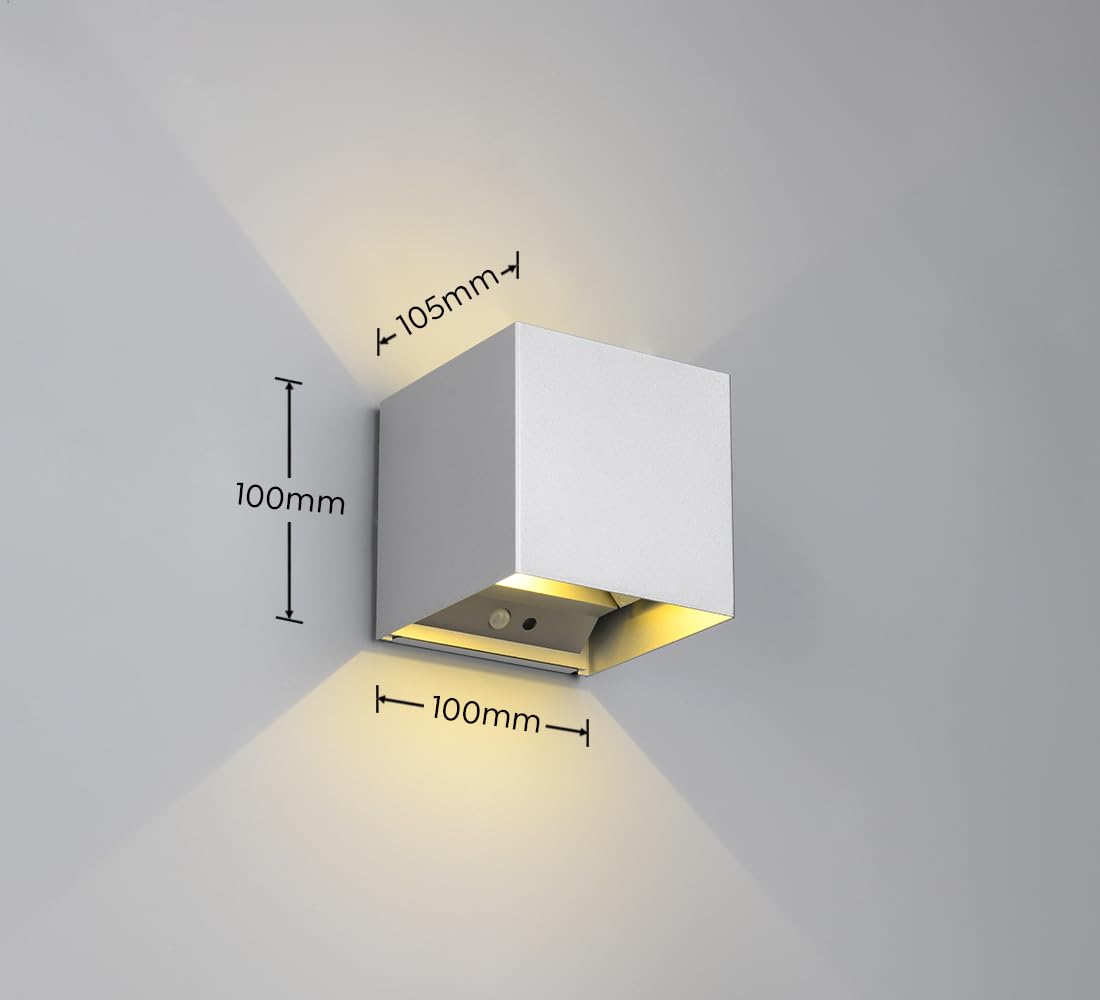 Reality Leuchten LED Akku Wandleuchte Talent R27759187, Metall Titanfarbig, Magnetische Wandhalterung, inkl. 2x 0.5 Watt, Dämmerungssensor, Bewegungsmelder, Up and Down Beleuchtung, USB-C Ladebuchse