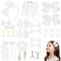 LOPHE Haarspangen Mädchen, 77Pcs Haarschmuck Haarschleifen für Kinder, Babys, Haarreifen Süße Haarklammer Kinder Set, Geschenkset Haarschmuck für Alltägliche Anlässe und Feiertagsfeiern, Weiß