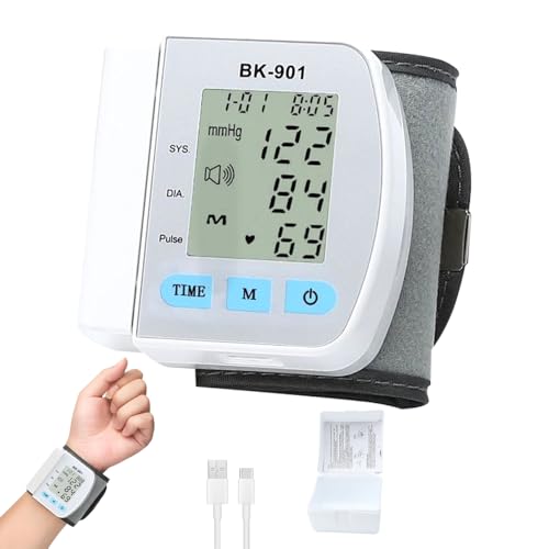WDKXCN Wrist Blood Pressure Monitor, Accurate Blood Pressure Monitors Wrist with 99 Reading Memory, Intelligent Voice, LCD Screen and Adjustable Cuff Bp Machine, for Adult Elder at Home or Travel