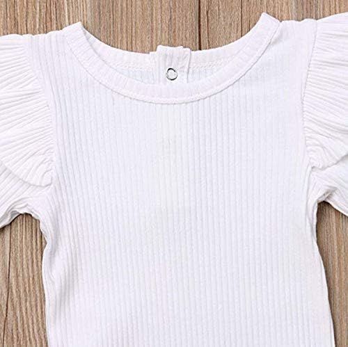Mubineo Infant Baby Girl Basic Plain Rib Knit Ruffle Long Sleeve Romper Bodysuit Tops - Image 5
