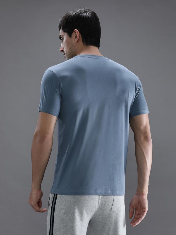 Image of CROCODILE Men Solid Sport Fit T Shirt | Round Neck | Short Sleeve | Regular Length | Basic Casual Pull On Topwear Grey Melange