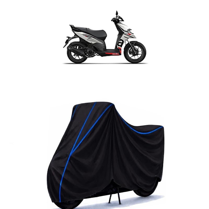 Image of Scooty Cover Water Resistant for SR | Universal Scooter & Bike Cover | Heavy Duty UV Dust, Rain & Scratch Protection | Elastic Fit All Weather Indoor Outdoor | Black with Blue Piping