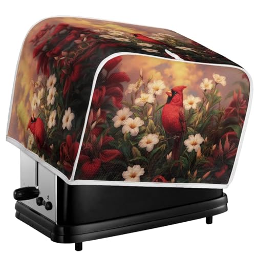 Image of Talayituse Lily Cardinal Print Toaster Cover 4 Slice Wide Slot, Lightweight Bread Maker Cover Dust Protection Washable Appliance Bag, M