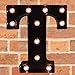 Decorative LED Illuminated Letter Marquee Sign - Alphabet Marquee Letters with Lights For Wedding Birthday Party Christmas Night Light Lamp Home Bar Decoration T, Black