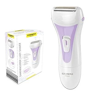 Carrera Classic Damenrasierer batteriebetrieben, Nass-Trockenrasur, Edelstahlklinge, 2 Langhaarschneider, Aufbewahrung