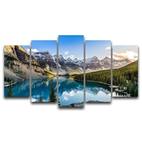 Tableau nature forêt 5 pièces pour créer un salon cocooning moderne