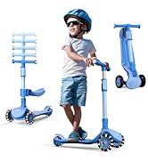 2-in-1 Adjustable Kick Scooter for Kids 3-12 Years,5-Level Handlebar & Removable Seat,LED Light-U...