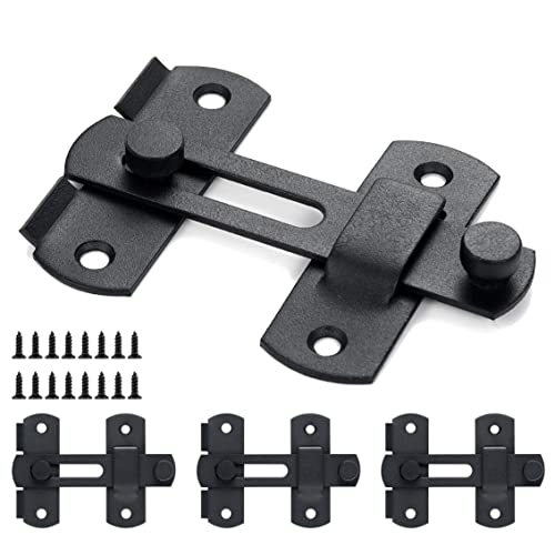Iniret 4 Packs Barn Door Latches，3.93” X 2.75” Matte Black Stainless Steel Barn Gate Flip Door Latch Bi-Fold Door Lock,Sliding Door Antique Lock Gate Latches Wine Cabinet Closet Door Latches #TOP1