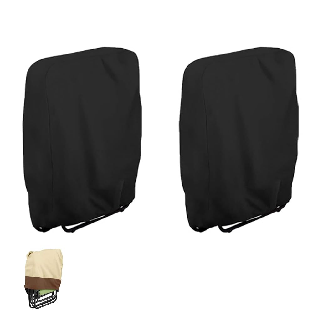2 coperture per sedie pieghevoli per esterni, 82 x 93 x 22 cm, impermeabili, per la casa, il giardino, i mobili (nero)