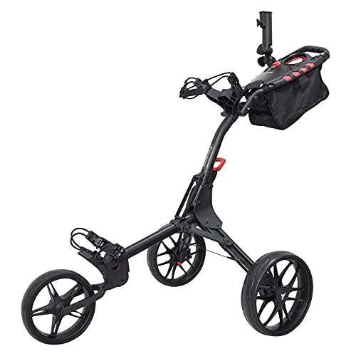 vilineke Carrito de golf compacto con 3 ruedas, plegado rápido y ligero de color negro Cover