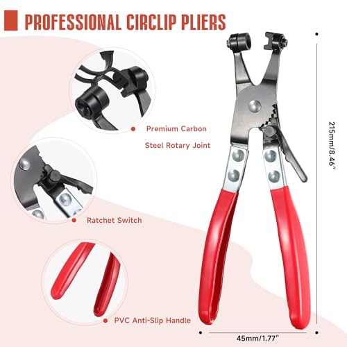 Image of AKIHISA 100Pcs 6-25mm Spring Band Hose Clamp Assortment Kit with Hose Clamp Pliers, 15 Sizes Spring Hose Clip Fuel Line Silicone Vacuum Hose Pipe Clamp, Air Hose Tube Water Pipe Fasteners