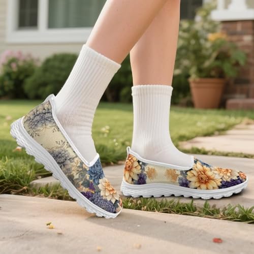 Women's Boho Mesh Flats Shoes Breathable Ballet Flat Slip-on Dress Walking Comfort Shoes4