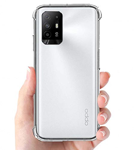 Image of Soft Flexible Silicone Back Cover Compatible with Oppo F19 Pro+ 5G, Transparent Case + Screen Guard