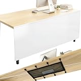 Tegeme 71'' Under Desk Privacy Panel Self Adhesive Desk Curtain Skirt White