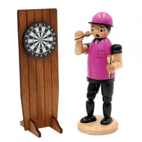 Räuchermännchen Dartspieler mit Dartbord und Pfeilen lila
