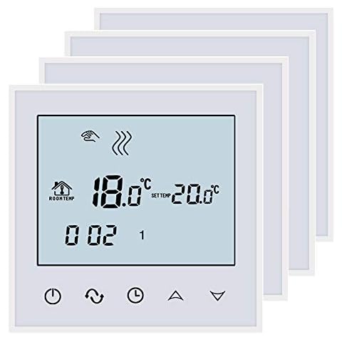 Beok TDS21-EP Digital Room Thermostat with Touchscreen for Underfloor Electric Central Heating, Programmable Temperature Controller AC200-240V 16A, Pack of 4 Cover