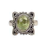 Bohemian Peridot Ring 925 Sterling Silver Handmade Natural Gemstone Ring August Birthstone Ring Jewelry (US 5.5)