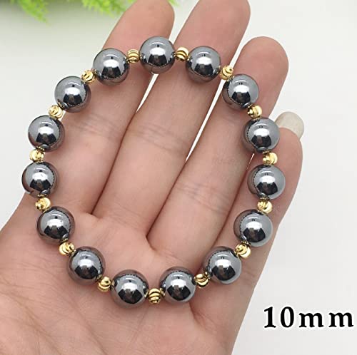Terahertz Bracelet Annular Gold Round Bead Stretch Bracelet Natural Terahertz Stone Bracelet Gift Healing Stone2