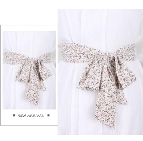 NIDMIDO Women Floral Knotted Waist Skinny Scarf Belt,Jeans Dress Ribbon Sash Belts,Vintage Tie Bag Belt Accessories3