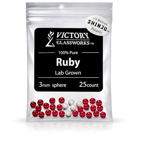 3mm Synthetic Ruby Balls (25 Pack) + 5 Shinju Pearls Bundle