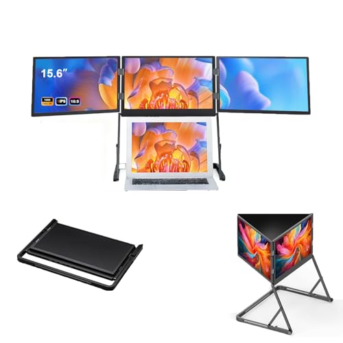 Image of 15.6 inch Laptop Screen Extender 1080P FHD IPS Display, USB-C HDMI Foldable Triple Monitor for 13-17.3 inch Laptops, Portable Workstation for Office & Remote Work for Windows /Mac