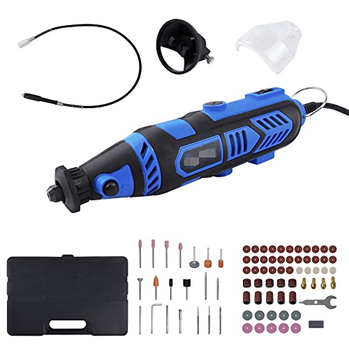 Multifunktionswerkzeug Rotationswerkzeug Tragbarer Kabelgebundene Schleifer,135W,10000-32000 U/min,6 Geschwindigkeit,mit 80 Zubehör, zum Schleifen, Polieren, Gravieren