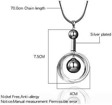 PengJin-Woman's Y-Shaped Silver Long Necklace, Round Bead Pendant Snake Chain, Coffee Gold - Image 5
