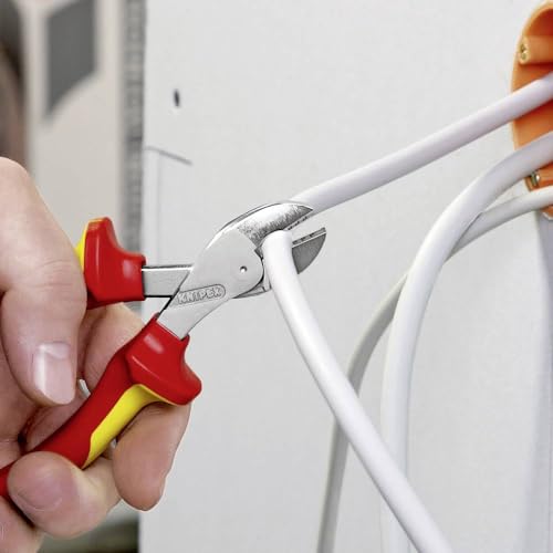 KNIPEX X-Cut Kompaktowe szczypce tnące boczne z wysokim przełożeniem dźwigni chromowany z wielokomponentowymi osłonkami, izolowane wg VDE, 73 06 160