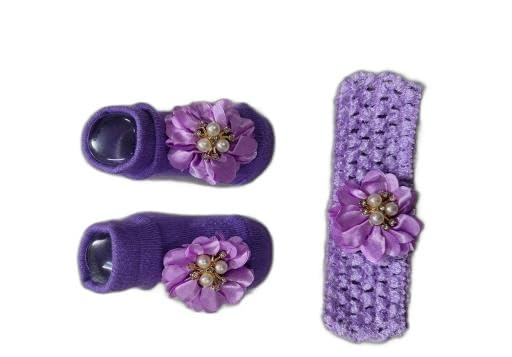 Soft Cotton Booties & Matching Hairband Set for Baby Girls (0?12 Months)|PRA-P297-3-6 Months-image-47