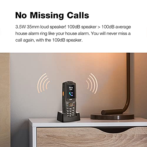 Agm M6 4G Rugged Phone Unlocked With Charging Dock Bar Phone Cell Phone For Seniors, Easy-To-Use Big Font Big Speaker, 2.4" Screen 48Mb+128Mb, 2500Mah Battery, No App No Android, Fm/Led Torch #TOP1