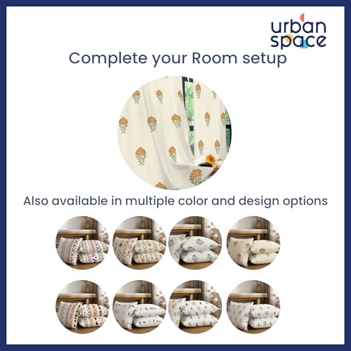 Image of Urban Space Decorative Cotton 200 TC Cushion Cover Set of 3, 16 Inch X 16 Inch Cushion Covers for Sofa, Bedroom, Living Room (Marigold Yellow, Cushion Cover 40Cm X 40Cm, Set of 3)