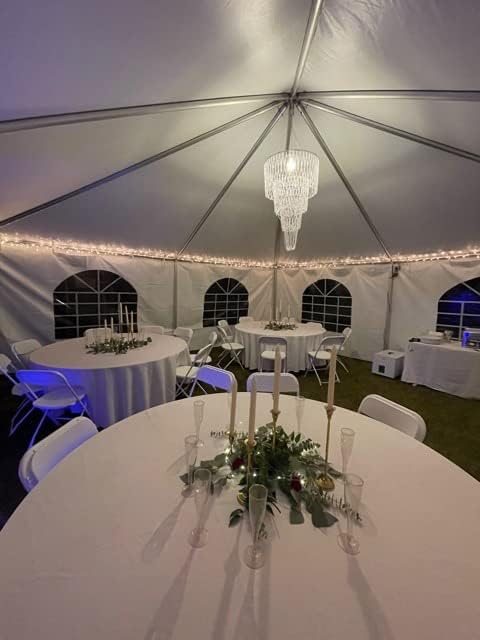 Miniatura 6 de FlavorThings Candelabro de boda grande de 4 niveles, lámpara de araña de imitación de cristal iridiscente con cuentas, 24 pulgadas de ancho y 3 pies