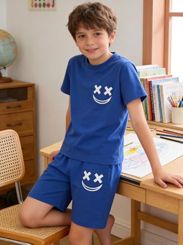 Image of Boys Clothes Size 6-12 Years Short Sleeve T-Shirt & Shorts Set Casual Spring Summer Outfits