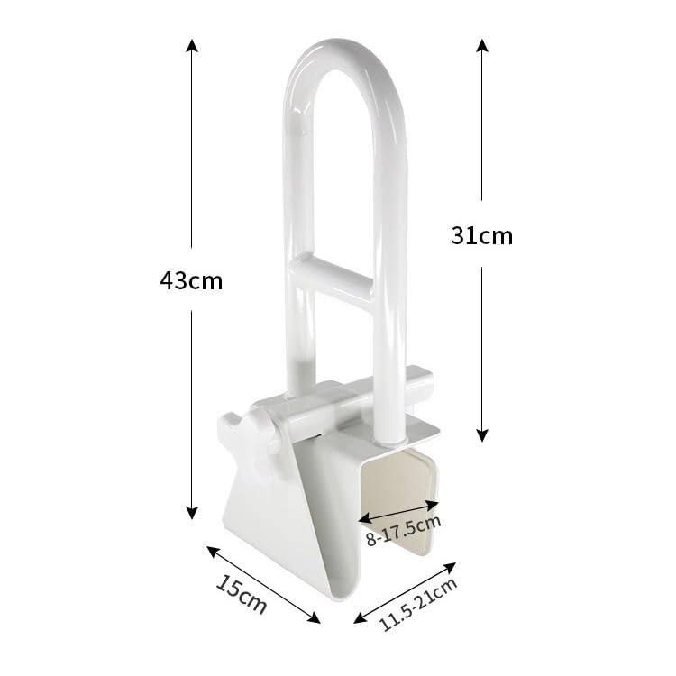 Regulowany pasek na rurkę, uchwyt bezpieczeństwa bez poślizgu dla seniorów, zacisk na mleko Ramil z uchwytem U-Shape, montaż narzędziowy, pasuje 3,2"-7", biały