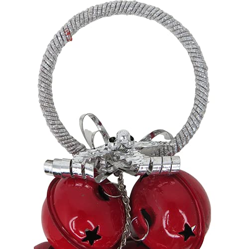 Needzo Red Jingle Bell Cluster For Door Knob Hanging Decoration, Ring In The Holiday Winter Season, Santa's Sleigh Bells With Snowflakes And Star Cutout Christmas Features, 12 Inches #TOP2