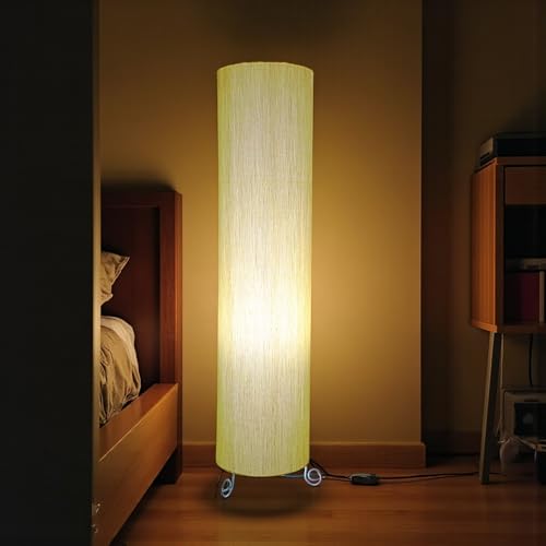 Image of Cotton Fabric Floor Lamp for Bedroom's Desk Lamp for LivingRoom, Bed Room, Office | Night Stand Dimmable Room Floor Lamp for Reading Corner Lamp (Beige)