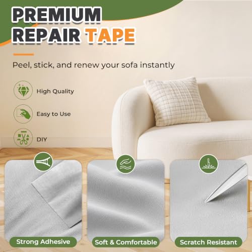 Self Adhesive Couch Patch Repair Fabric Velvet Tape Dark Gray, 4 x 79 Inch - image 3
