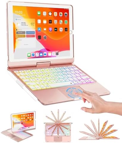 BABG iPad 9th Generation Case with Keyboard,360° Rotatable,Touchp...