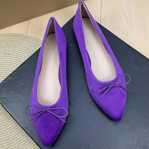 TN TANGNEST Faux Suede Pointy Toe Bowtie Bowknot Flat Shoes Fashion Comfort Wedding Dressy Ballets Flats2
