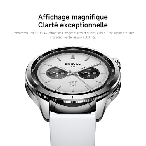 XIAOMI Watch S4 - Montre Connectée, Suivi du Sport, Ecran AMOLED 1,43", jusqu'à 15 Jours d'autonomie, appels Bluetooth, +150 Modes de Sport,GPS Double Bande, NFC,Androi & iOS, Multicolore