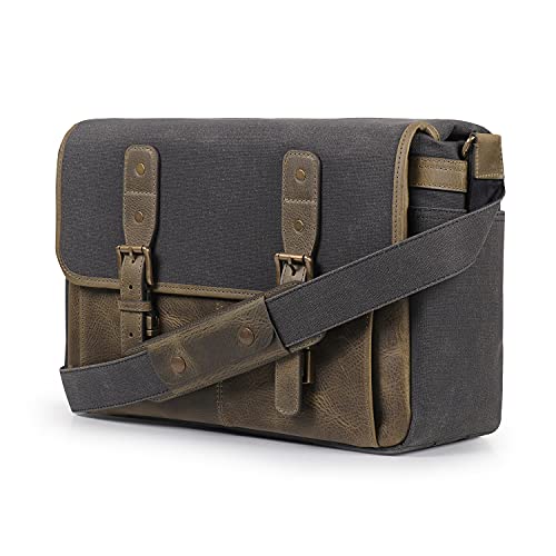 Sac de messager en cuir italien MegaGear cartable sacoche unisexe léger