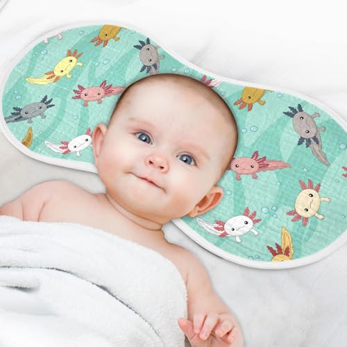 2 Pack Muslin Burp Cloths Axolotl Bubble Cotton Baby Burp Cloths Ultra Absorbent and Soft Thick Burping Cloth for Newborn Must Haves, Large 22" x 11"4